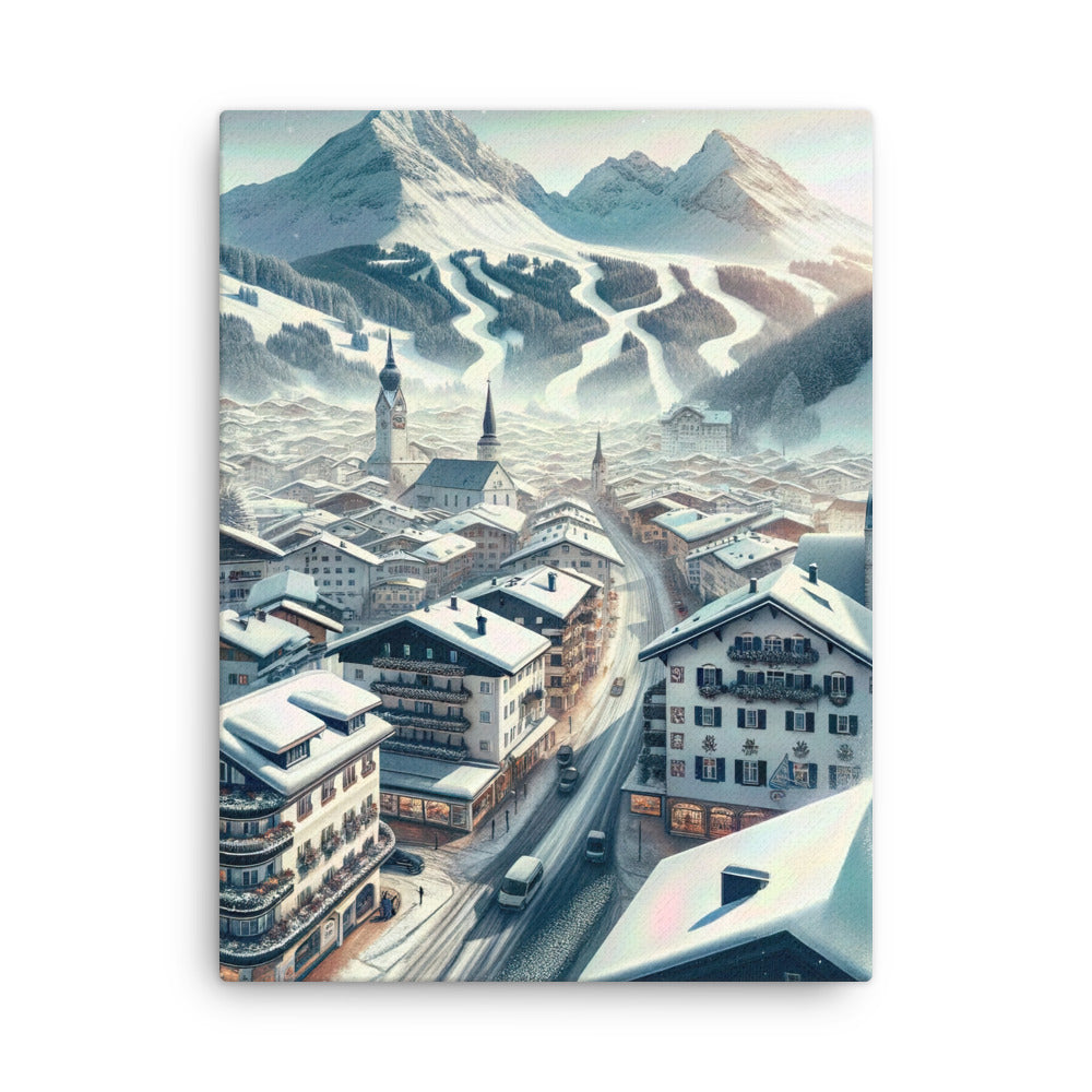 Winter in Kitzbühel: Digitale Malerei von schneebedeckten Dächern - Dünne Leinwand berge xxx yyy zzz 45.7 x 61 cm