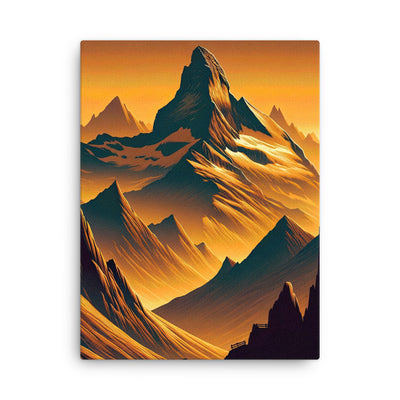 Fuchs in Alpen-Sonnenuntergang, goldene Berge und tiefe Täler - Dünne Leinwand camping xxx yyy zzz 45.7 x 61 cm