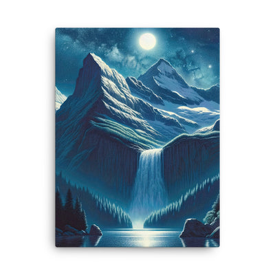 Legendäre Alpennacht, Mondlicht-Berge unter Sternenhimmel - Dünne Leinwand berge xxx yyy zzz 45.7 x 61 cm