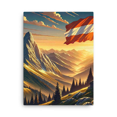 Ruhiger Alpenabend mit österreichischer Flagge und goldenem Sonnenuntergang - Dünne Leinwand berge xxx yyy zzz 45.7 x 61 cm