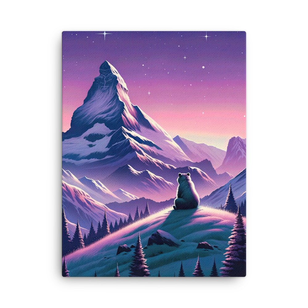 Bezaubernder Alpenabend mit Bär, lavendel-rosafarbener Himmel (AN) - Dünne Leinwand xxx yyy zzz 45.7 x 61 cm