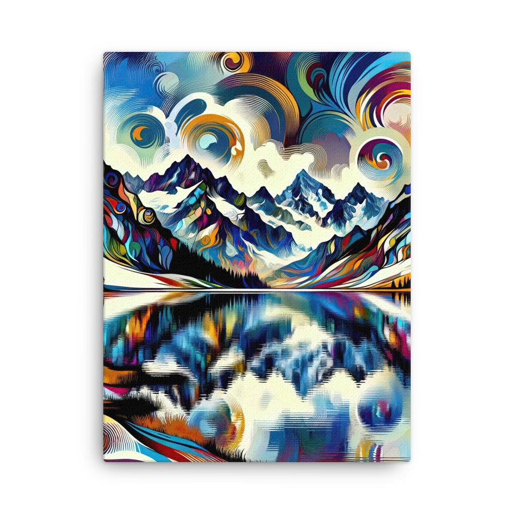 Alpensee im Zentrum eines abstrakt-expressionistischen Alpen-Kunstwerks - Dünne Leinwand berge xxx yyy zzz 45.7 x 61 cm