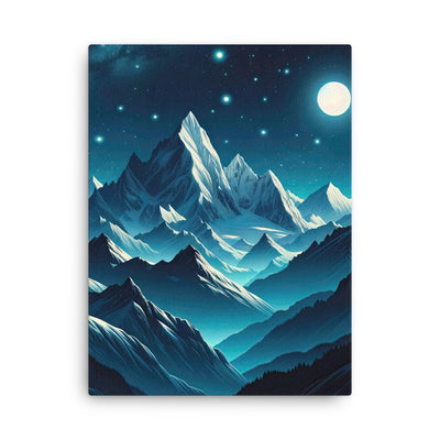 Sternenklare Nacht über den Alpen, Vollmondschein auf Schneegipfeln - Dünne Leinwand berge xxx yyy zzz 45.7 x 61 cm