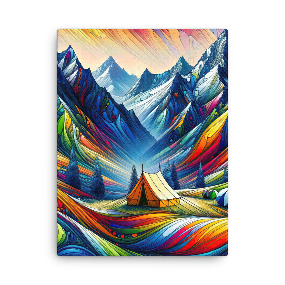 Surreale Alpen in abstrakten Farben, dynamische Formen der Landschaft - Dünne Leinwand camping xxx yyy zzz 45.7 x 61 cm