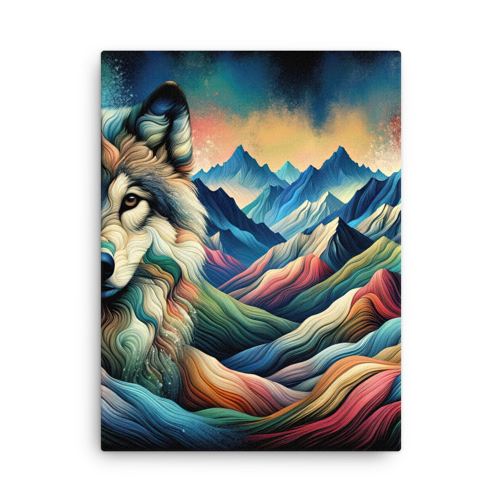Traumhaftes Alpenpanorama mit Wolf in wechselnden Farben und Mustern (AN) - Dünne Leinwand xxx yyy zzz 45.7 x 61 cm