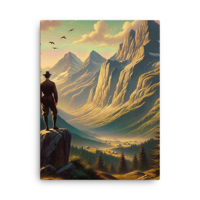 Ölgemälde eines Schweizer Wanderers in den Alpen bei goldenem Sonnenlicht - Dünne Leinwand wandern xxx yyy zzz 45.7 x 61 cm