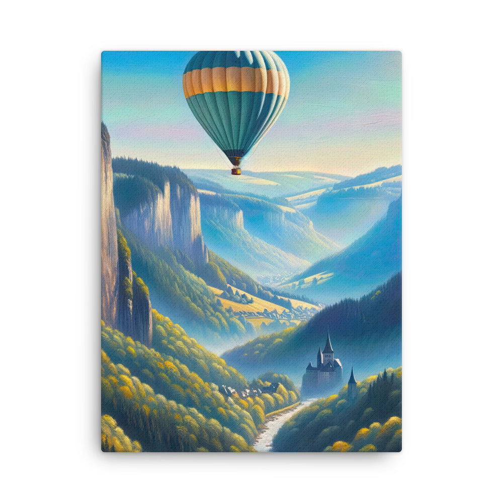 Ölgemälde einer ruhigen Szene in Luxemburg mit Heißluftballon und blauem Himmel - Dünne Leinwand berge xxx yyy zzz 45.7 x 61 cm
