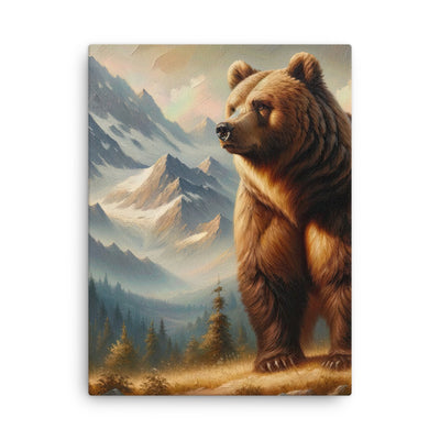 Ölgemälde eines königlichen Bären vor der majestätischen Alpenkulisse - Dünne Leinwand camping xxx yyy zzz 45.7 x 61 cm
