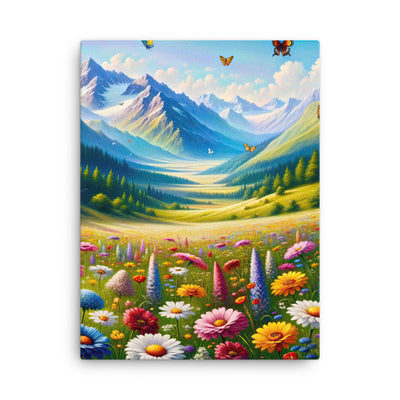 Ölgemälde einer ruhigen Almwiese, Oase mit bunter Wildblumenpracht - Dünne Leinwand camping xxx yyy zzz 45.7 x 61 cm