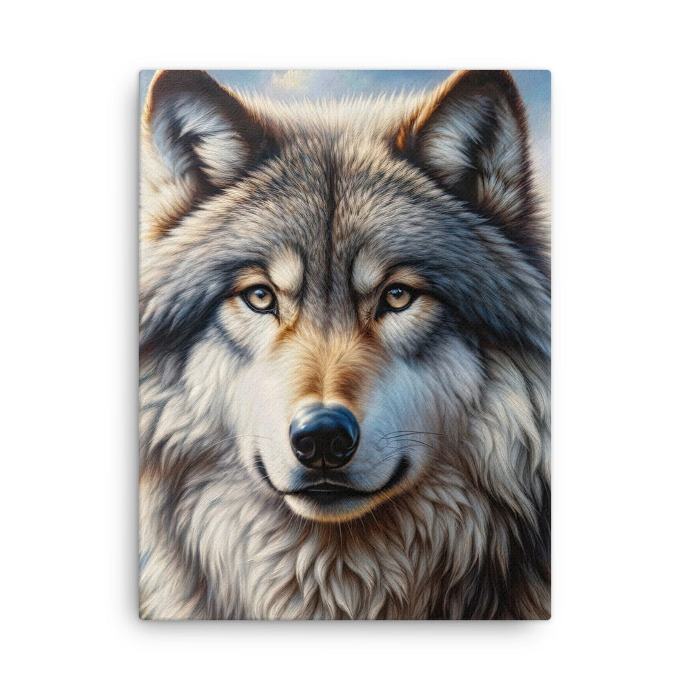 Porträt-Ölgemälde eines prächtigen Wolfes mit faszinierenden Augen (AN) - Dünne Leinwand xxx yyy zzz 45.7 x 61 cm