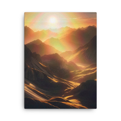 Foto der goldenen Stunde in den Bergen mit warmem Schein über zerklüftetem Gelände - Dünne Leinwand berge xxx yyy zzz 45.7 x 61 cm