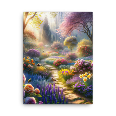 Foto einer Gartenszene im Frühling mit Weg durch blühende Rosen und Veilchen - Dünne Leinwand camping xxx yyy zzz 45.7 x 61 cm
