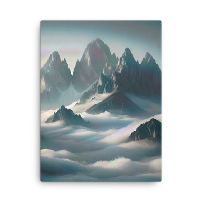 Foto eines nebligen Alpenmorgens, scharfe Gipfel ragen aus dem Nebel - Dünne Leinwand berge xxx yyy zzz 45.7 x 61 cm