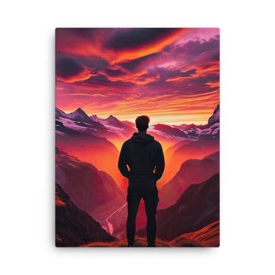Foto der Schweizer Alpen im Sonnenuntergang, Himmel in surreal glänzenden Farbtönen - Dünne Leinwand wandern xxx yyy zzz 45.7 x 61 cm