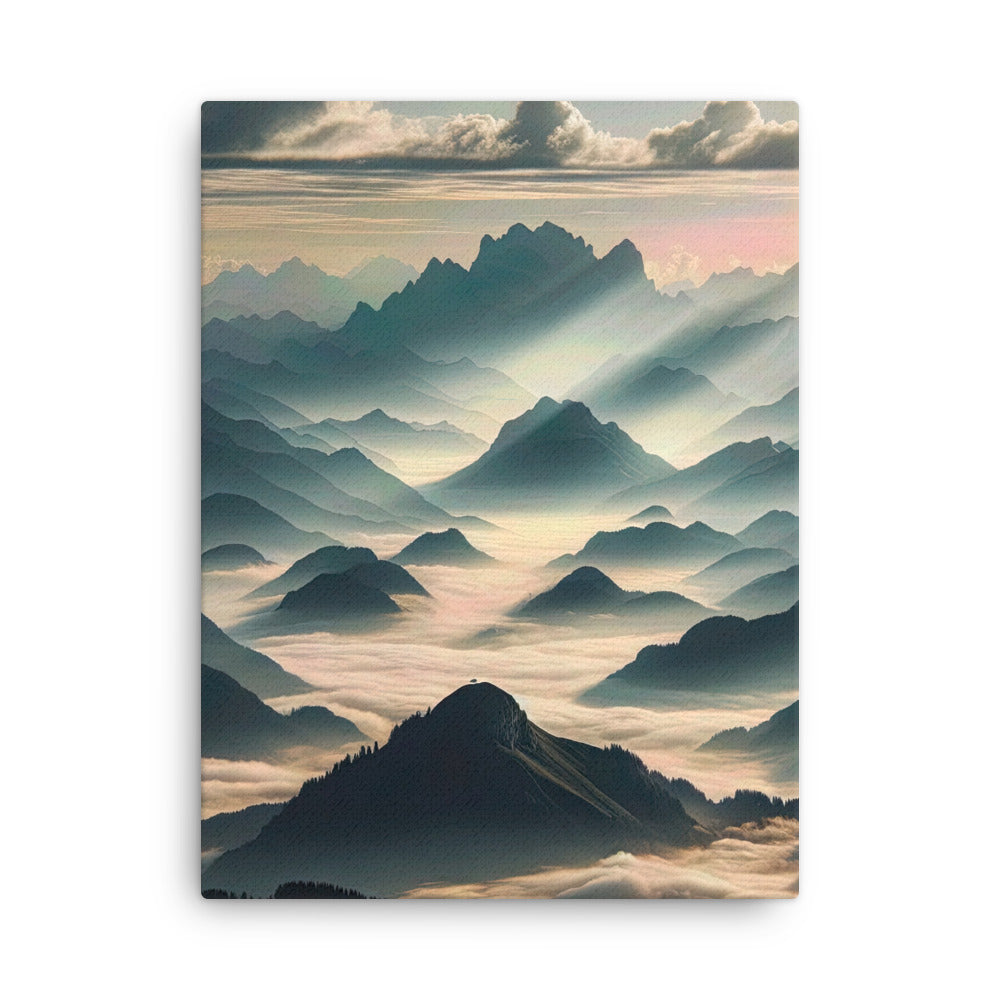 Foto der Alpen im Morgennebel, majestätische Gipfel ragen aus dem Nebel - Dünne Leinwand berge xxx yyy zzz 45.7 x 61 cm