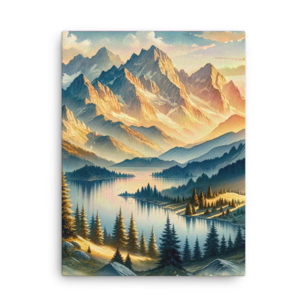 Aquarell der Alpenpracht bei Sonnenuntergang, Berge im goldenen Licht - Dünne Leinwand berge xxx yyy zzz 45.7 x 61 cm