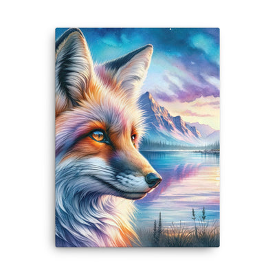 Aquarellporträt eines Fuchses im Dämmerlicht am Bergsee - Dünne Leinwand camping xxx yyy zzz 45.7 x 61 cm