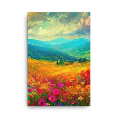 Berglandschaft und schöne farbige Blumen - Malerei - Dünne Leinwand berge xxx 61 x 91.4 cm