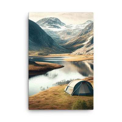 Zelt, Berge und Bergsee - Dünne Leinwand camping xxx 61 x 91.4 cm
