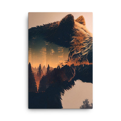 Bär und Bäume Illustration - Dünne Leinwand camping xxx 61 x 91.4 cm