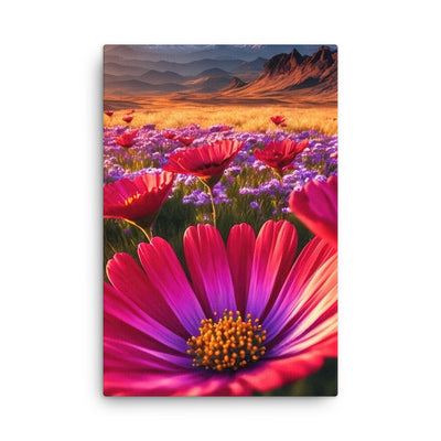 Wünderschöne Blumen und Berge im Hintergrund - Dünne Leinwand berge xxx 61 x 91.4 cm