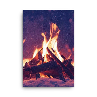 Lagerfeuer im Winter - Campingtrip Foto - Dünne Leinwand camping xxx 61 x 91.4 cm