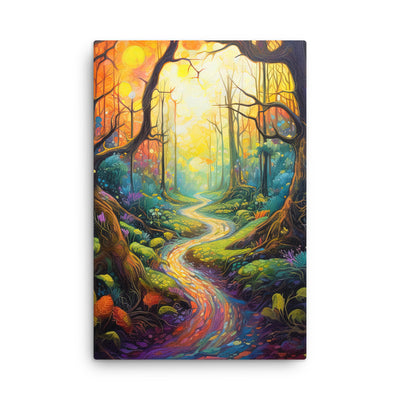 Wald und Wanderweg - Bunte, farbenfrohe Malerei - Dünne Leinwand camping xxx 61 x 91.4 cm
