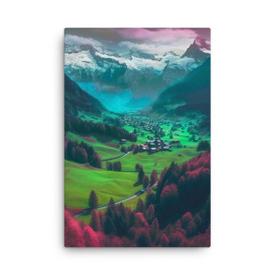 Berglandschaft und Dorf - Fotorealistische Malerei - Thin Leinwand berge xxx 61 x 91.4 cm