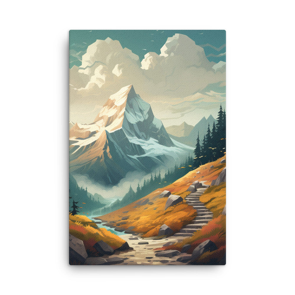 Berge, Wald und Wanderweg - Malerei - Dünne Leinwand berge xxx 61 x 91.4 cm