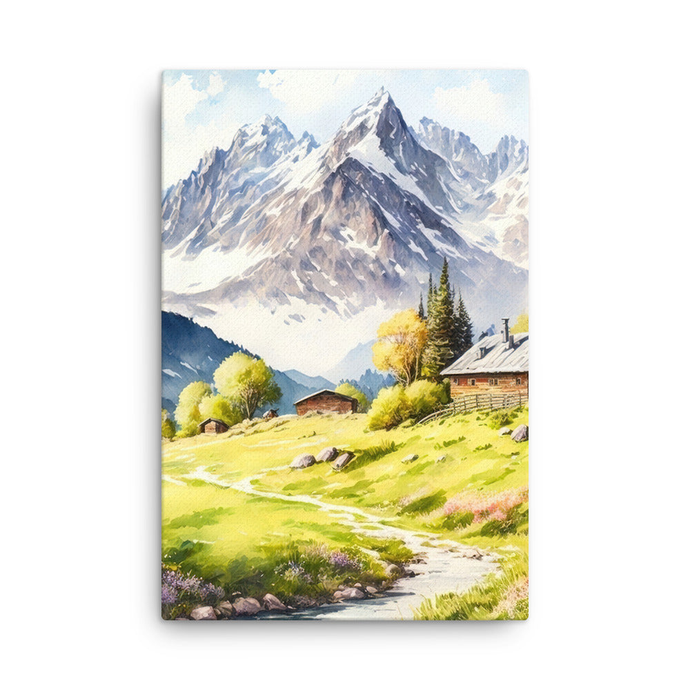Epische Berge und Berghütte - Landschaftsmalerei - Dünne Leinwand berge xxx 61 x 91.4 cm