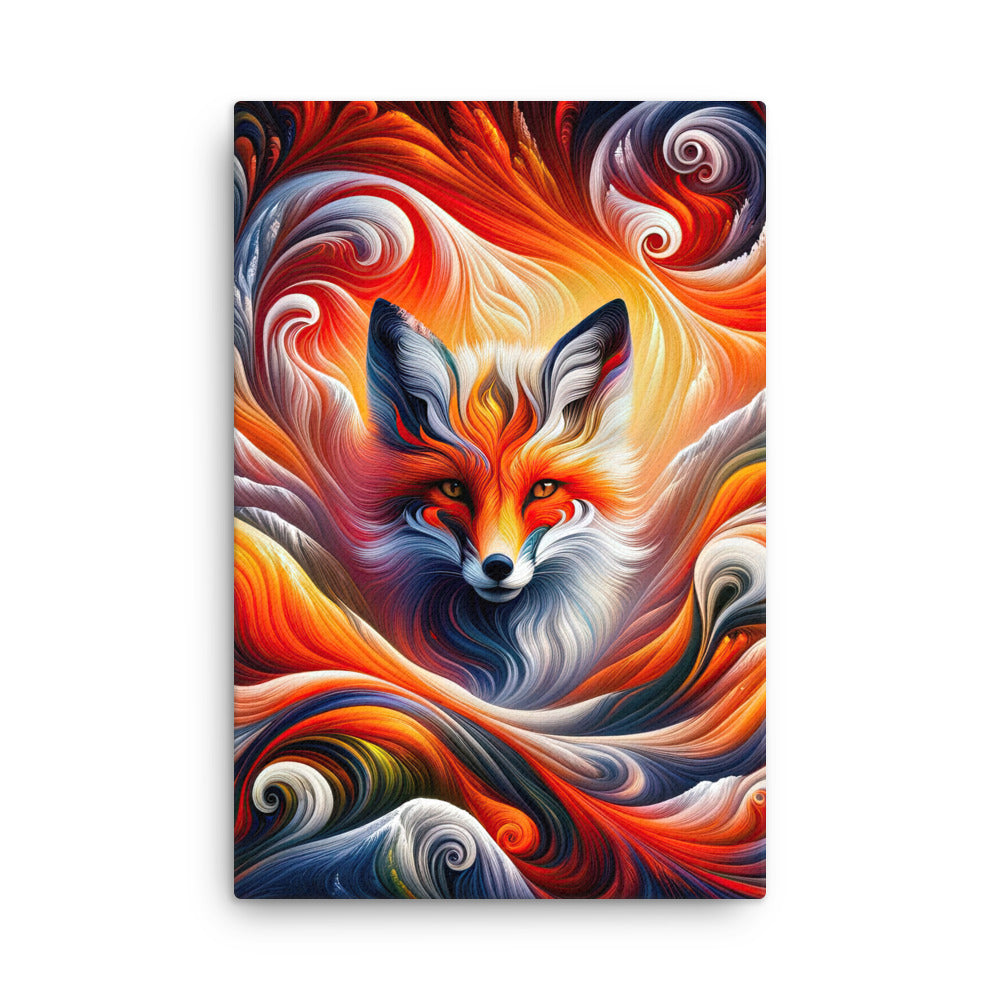Abstraktes Kunstwerk, das den Geist der Alpen verkörpert. Leuchtender Fuchs in den Farben Orange, Rot, Weiß - Dünne Leinwand camping xxx yyy zzz 61 x 91.4 cm