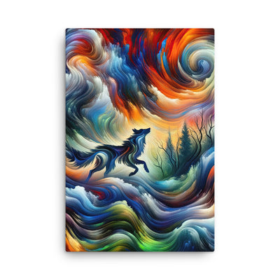 Alpen Abstraktgemälde mit Wolf Silhouette in lebhaften Farben (AN) - Dünne Leinwand xxx yyy zzz 61 x 91.4 cm