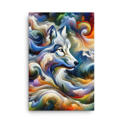 Abstraktes Alpen Gemälde: Wirbelnde Farben und Majestätischer Wolf, Silhouette (AN) - Dünne Leinwand xxx yyy zzz 61 x 91.4 cm