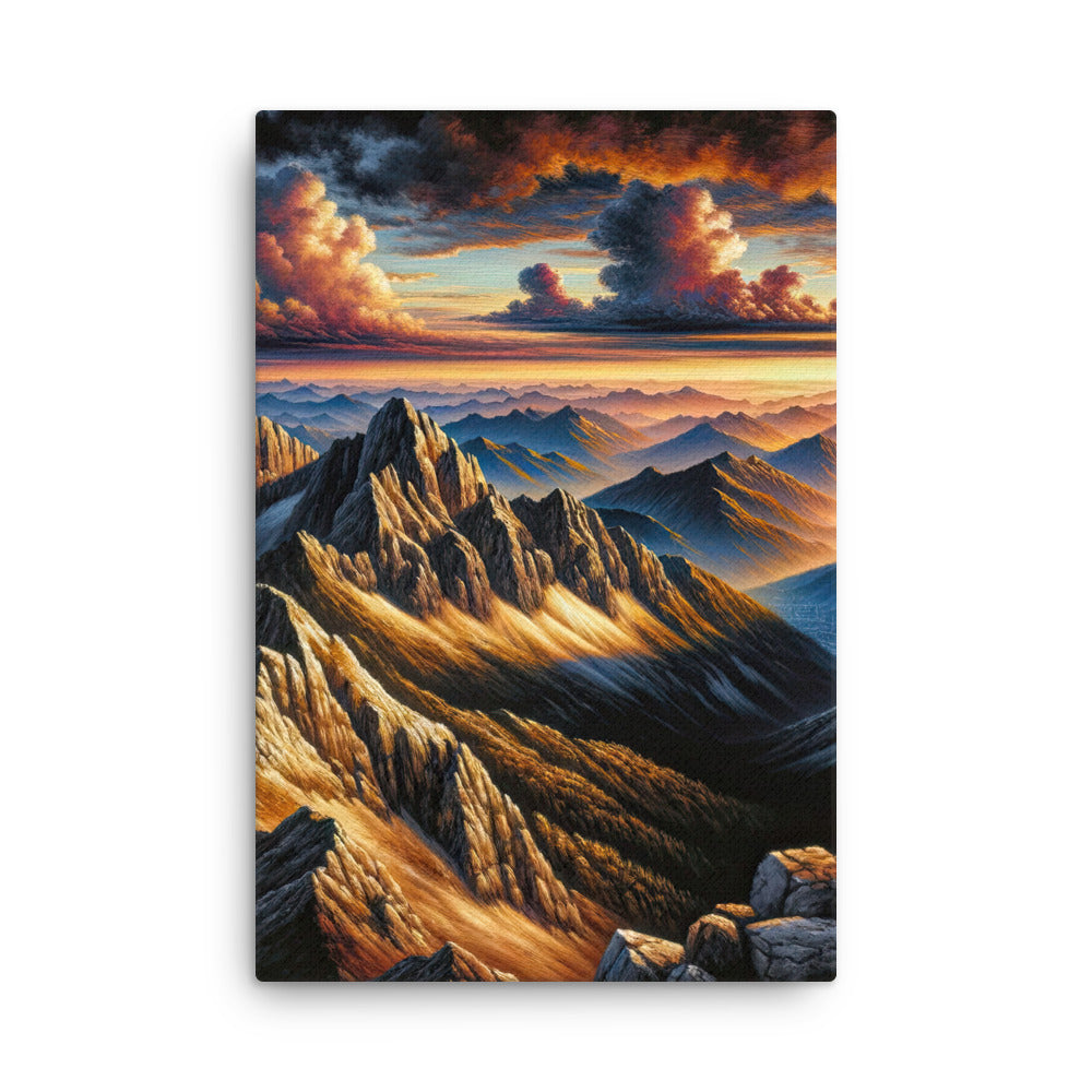 Alpen in Abenddämmerung: Acrylgemälde mit beleuchteten Berggipfeln - Dünne Leinwand berge xxx yyy zzz 61 x 91.4 cm
