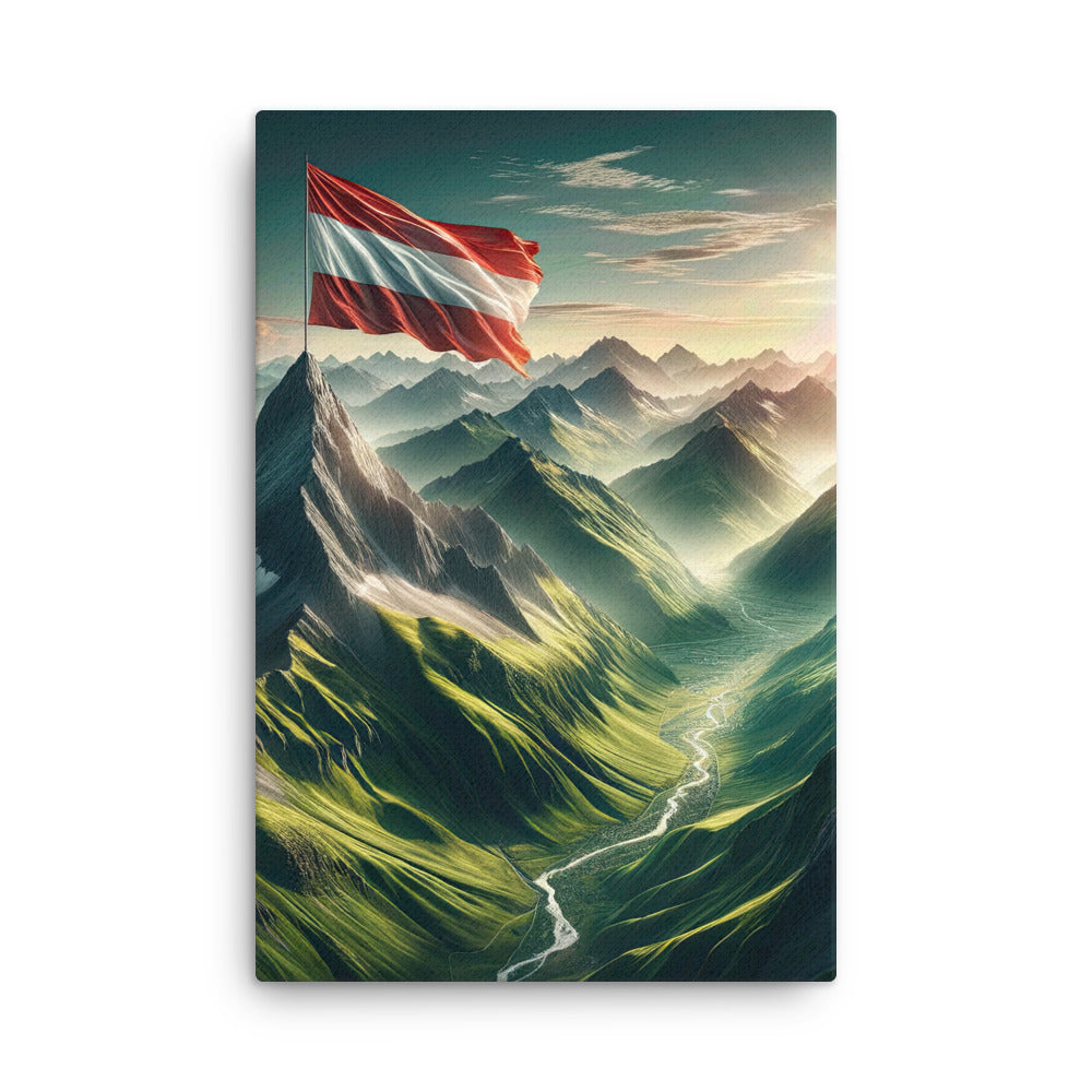 Alpen Gebirge: Fotorealistische Bergfläche mit Österreichischer Flagge - Dünne Leinwand berge xxx yyy zzz 61 x 91.4 cm