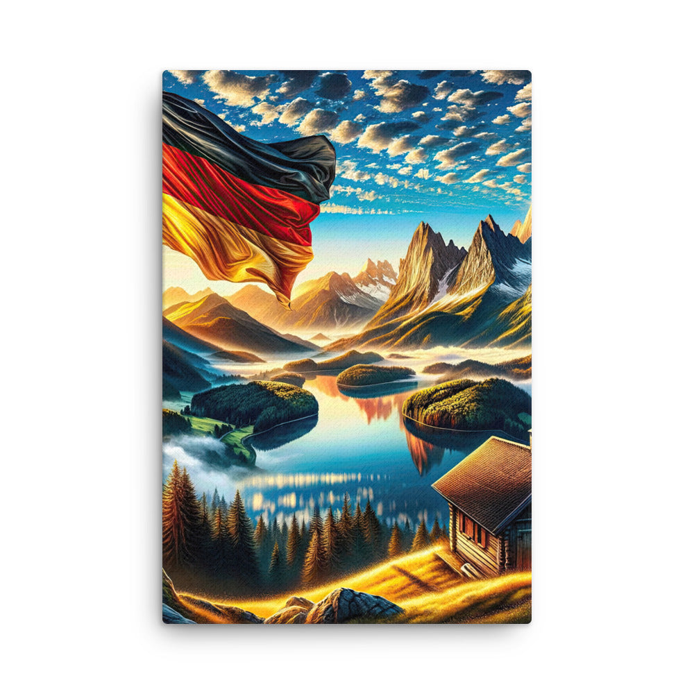 Alpen Gebirge im Morgenlicht: Kunstwerk mit Deutsche Flagge - Dünne Leinwand berge xxx yyy zzz 61 x 91.4 cm