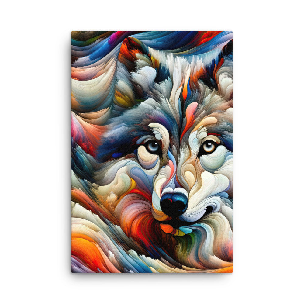 Abstrakte Kunst der Alpen mit einem Wolf. Chaotischer Tanz aus Farben und Formen. Surreale Landschaft (AN) - Dünne Leinwand xxx yyy zzz 61 x 91.4 cm