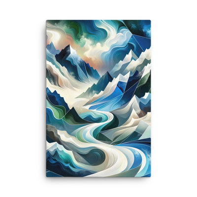 Abstrakte Kunst der Alpen, die geometrische Formen verbindet, um Berggipfel, Täler und Flüsse im Schnee darzustellen. . - Thin Canvas berge xxx yyy zzz 61 x 91.4 cm
