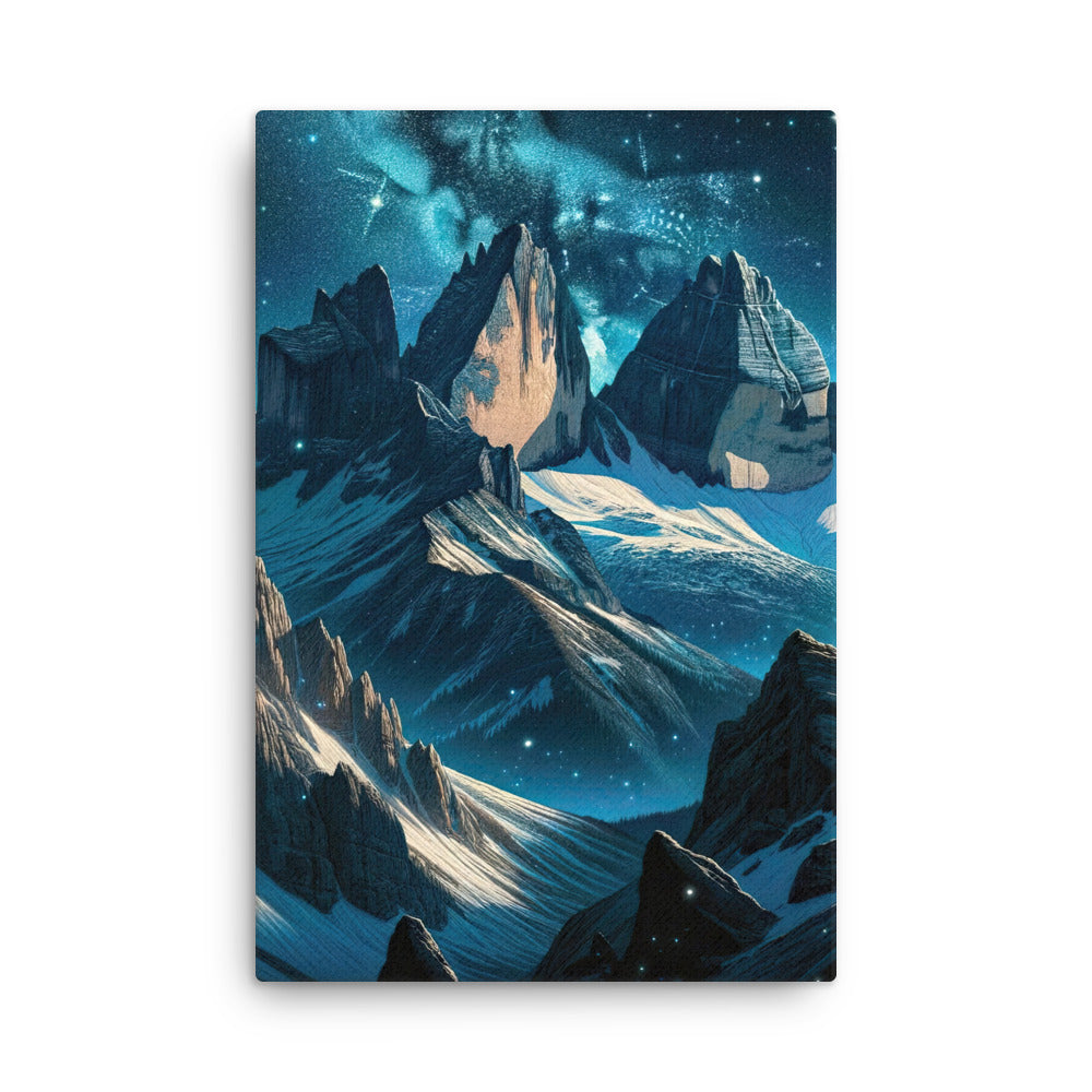 Fuchs in Alpennacht: Digitale Kunst der eisigen Berge im Mondlicht - Dünne Leinwand camping xxx yyy zzz 61 x 91.4 cm