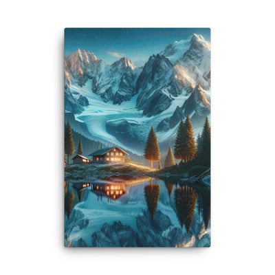 Stille Alpenmajestätik: Digitale Kunst mit Schnee und Bergsee-Spiegelung - Dünne Leinwand berge xxx yyy zzz 61 x 91.4 cm