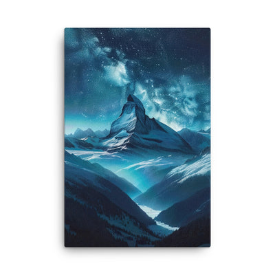 Winterabend in den Bergen: Digitale Kunst mit Sternenhimmel - Dünne Leinwand berge xxx yyy zzz 61 x 91.4 cm