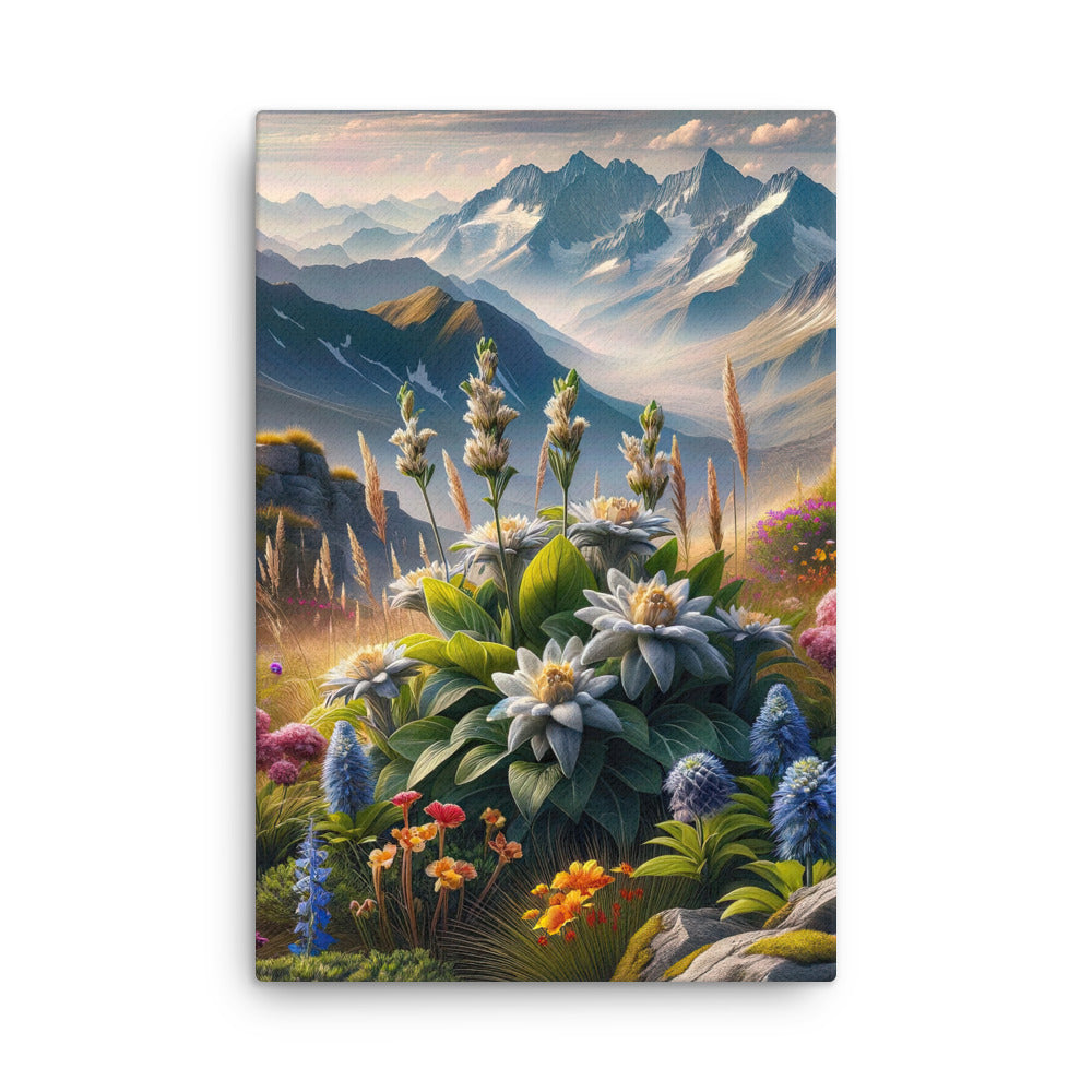 Alpine Flora: Digitales Kunstwerk mit lebendigen Blumen - Dünne Leinwand berge xxx yyy zzz 61 x 91.4 cm