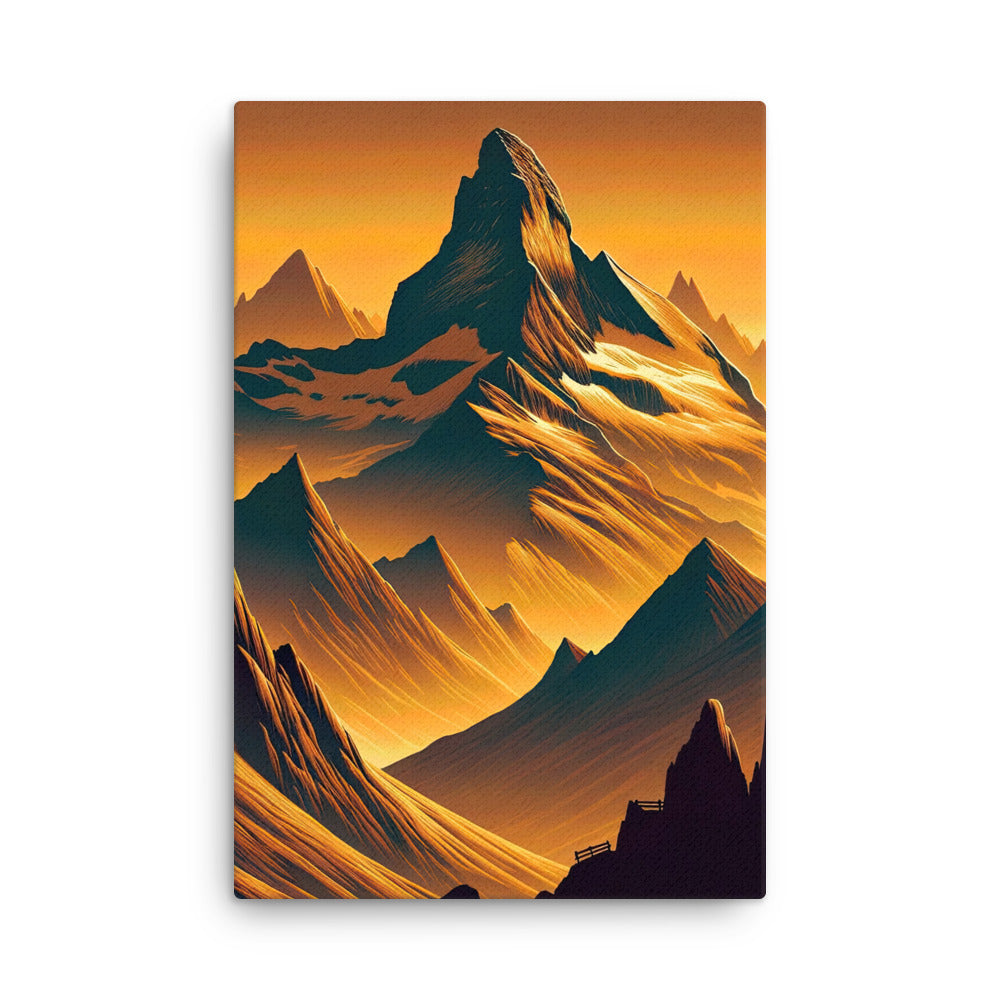 Fuchs in Alpen-Sonnenuntergang, goldene Berge und tiefe Täler - Dünne Leinwand camping xxx yyy zzz 61 x 91.4 cm