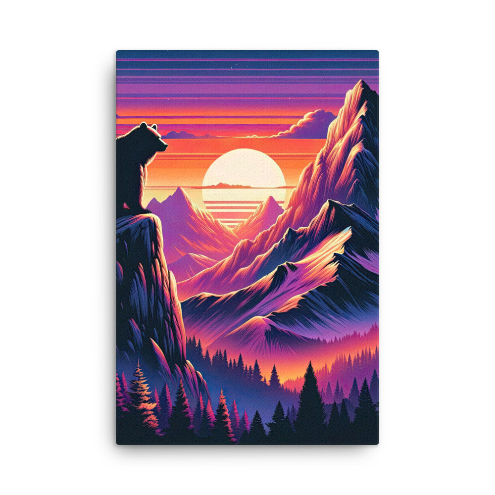 Alpen-Sonnenuntergang mit Bär auf Hügel, warmes Himmelsfarbenspiel - Dünne Leinwand camping xxx yyy zzz 61 x 91.4 cm