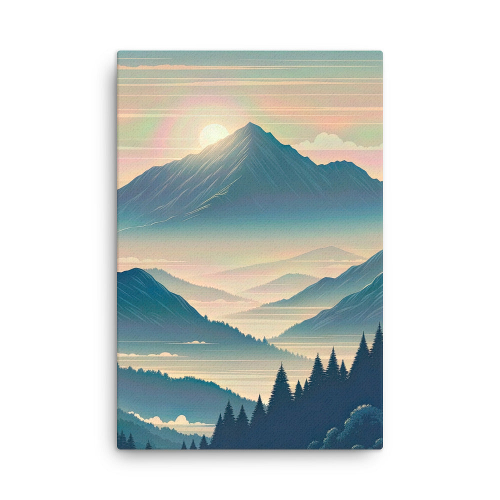 Bergszene bei Morgendämmerung, erste Sonnenstrahlen auf Bergrücken - Dünne Leinwand berge xxx yyy zzz 61 x 91.4 cm