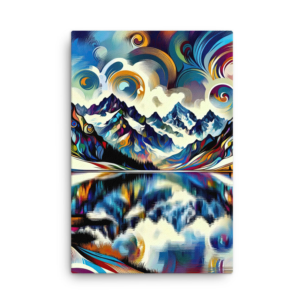 Alpensee im Zentrum eines abstrakt-expressionistischen Alpen-Kunstwerks - Dünne Leinwand berge xxx yyy zzz 61 x 91.4 cm