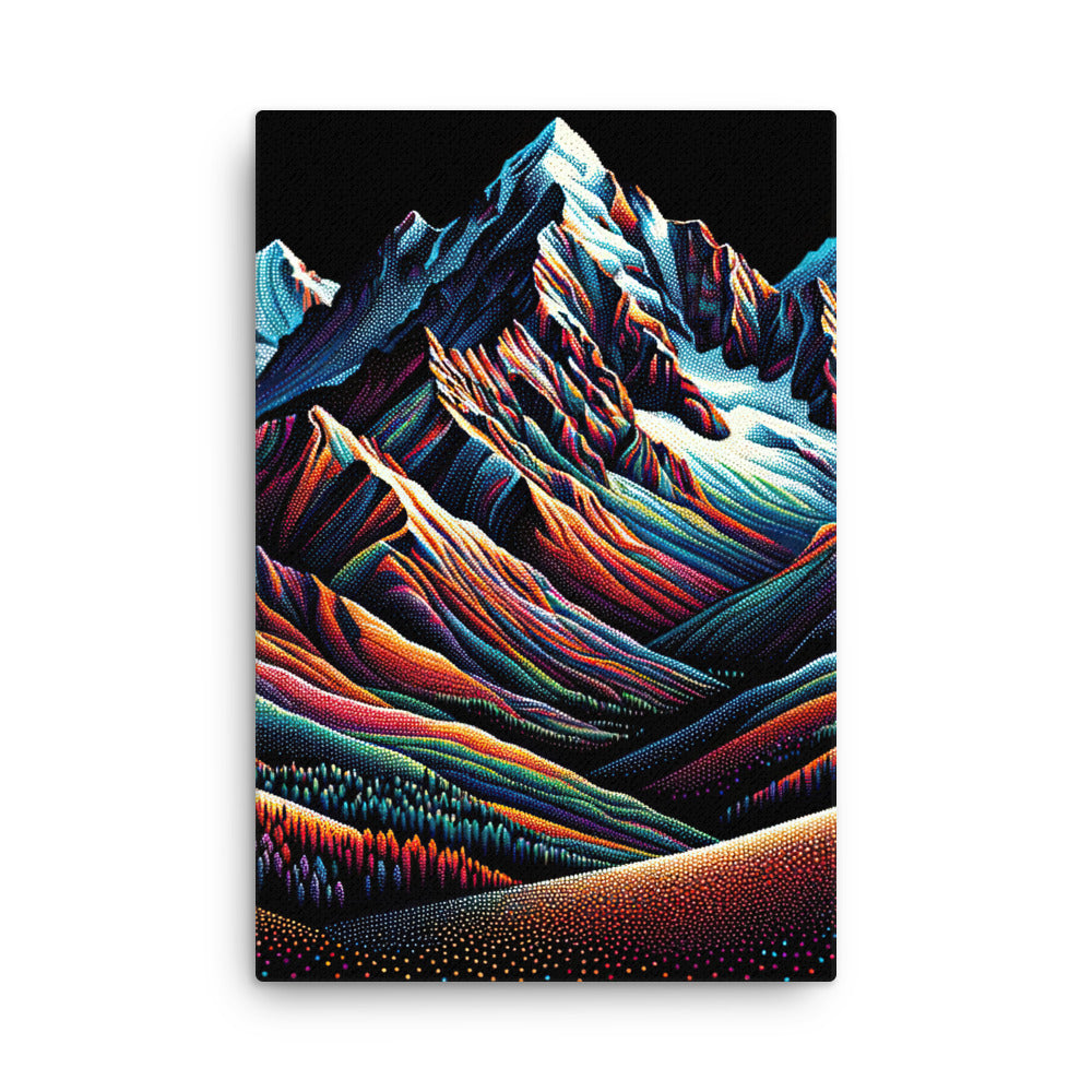 Pointillistische Darstellung der Alpen, Farbpunkte formen die Landschaft - Dünne Leinwand berge xxx yyy zzz 61 x 91.4 cm