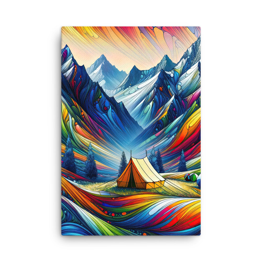Surreale Alpen in abstrakten Farben, dynamische Formen der Landschaft - Dünne Leinwand camping xxx yyy zzz 61 x 91.4 cm
