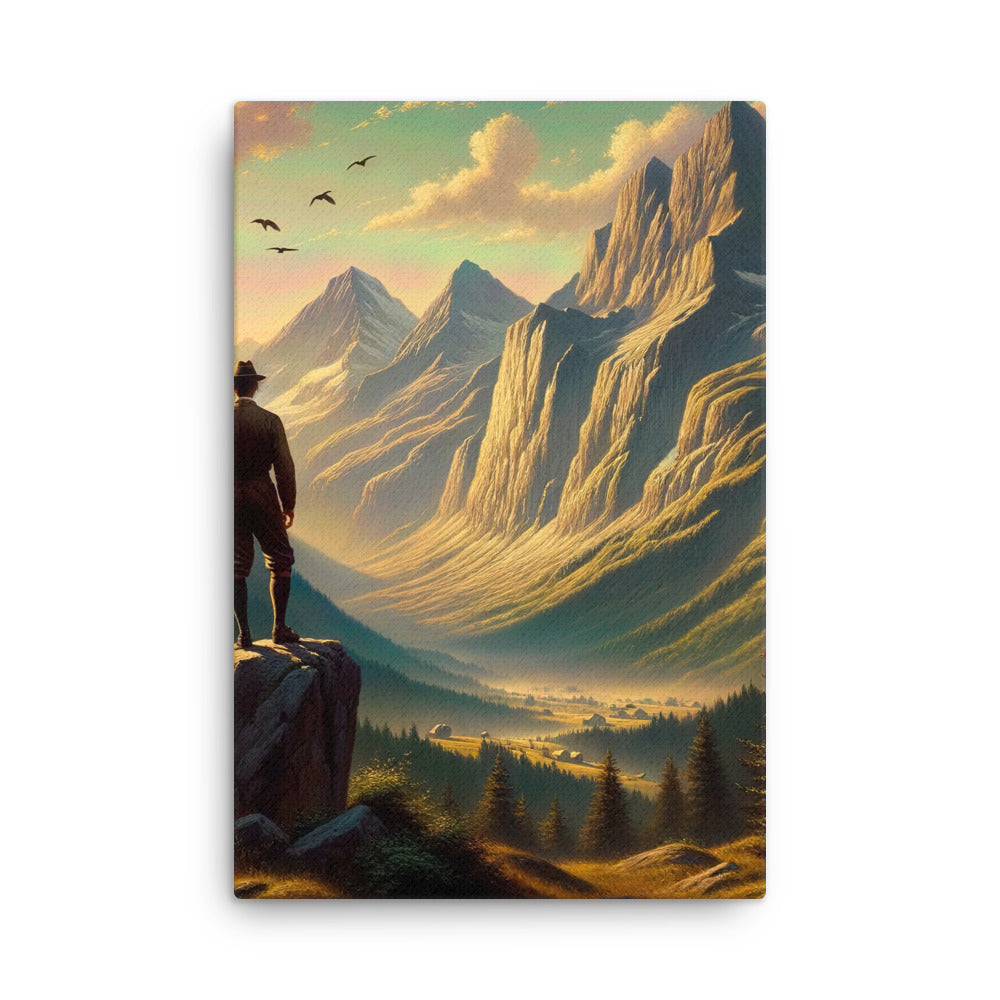 Ölgemälde eines Schweizer Wanderers in den Alpen bei goldenem Sonnenlicht - Dünne Leinwand wandern xxx yyy zzz 61 x 91.4 cm