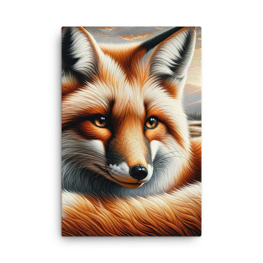 Ölgemälde eines nachdenklichen Fuchses mit weisem Blick - Dünne Leinwand camping xxx yyy zzz 61 x 91.4 cm